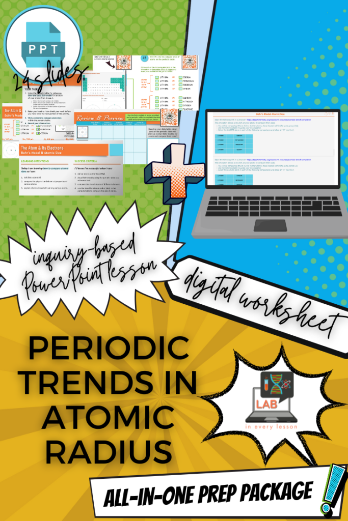 periodic trends in atomic radius all-in-one prep package inquiry-based lesson and digital worksheet