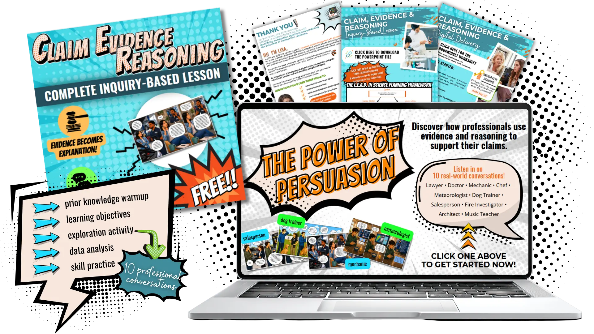 pages in a freebie for an inquiry-based lesson plan template for science in high school