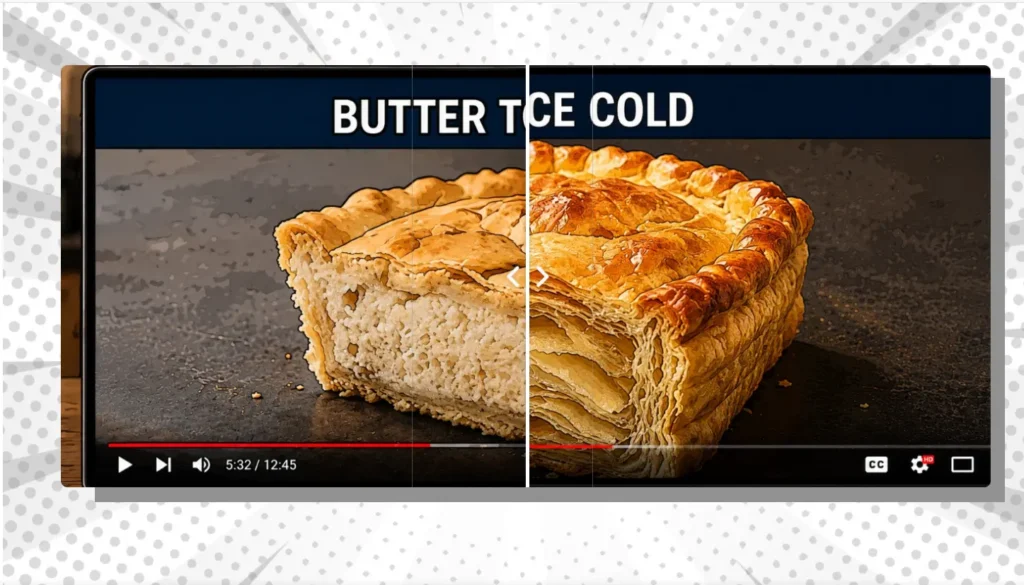 claim-evidence-reasoning-science-example-observable-evidence | Lab In Every Lesson Claim evidence reasoning science example showing a visual comparison of pie crust made with warmer butter and ice-cold butter as observable evidence