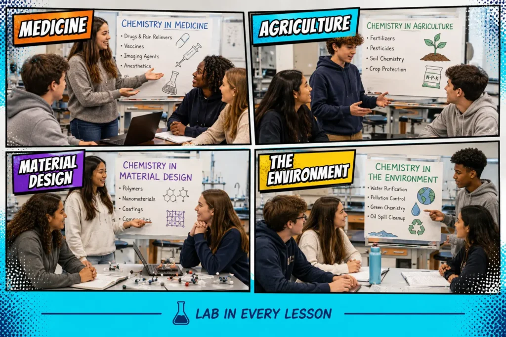 students-communicating-chemistry-information | Lab In Every Lesson Students presenting chemistry research to classmates