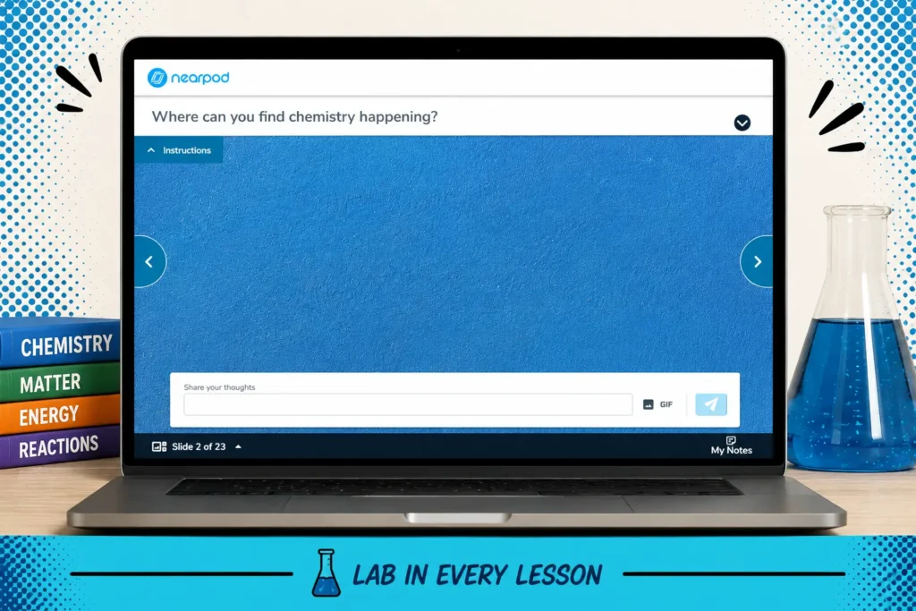 where-is-chemistry-happening-prompt-2 | Lab In Every Lesson A blank lesson screen asking where chemistry is happening