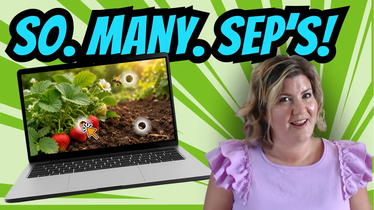 Teacher presenting an inquiry-based Characteristics of Life lesson featuring an interactive strawberry plant, honeybee, and soil investigation.