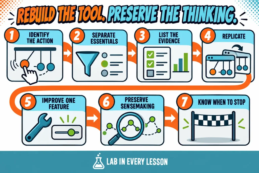 rebuild-interactive-science-simulation-process | Lab In Every Lesson Seven-step process for rebuilding an interactive science simulation